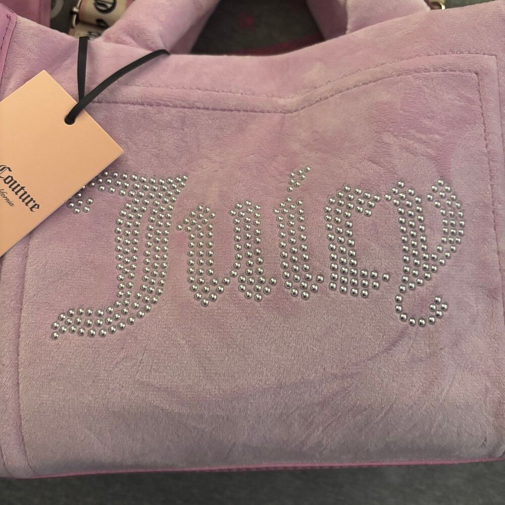 Juicy Couture Extra Spender Mini Tote Fondant Pink Velvet Handbag Crossbody - Picture 9 of 11